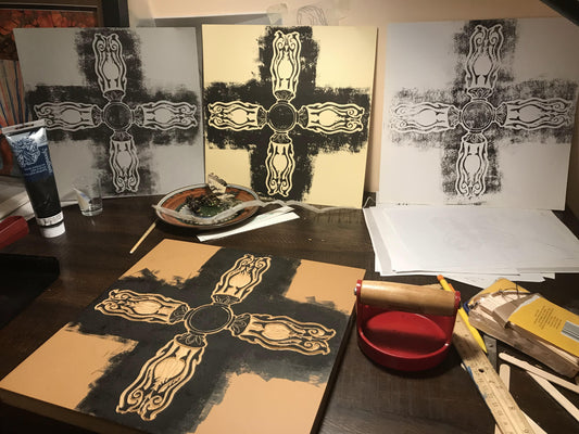 Double Dorje Blockprint, the last page in my first Sketchbook Project for Brooklyn Art Library